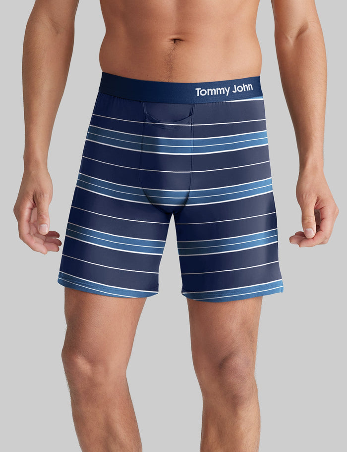 Cool Cotton Relaxed Fit Boxer 6"::Medieval Blue Court Stripe