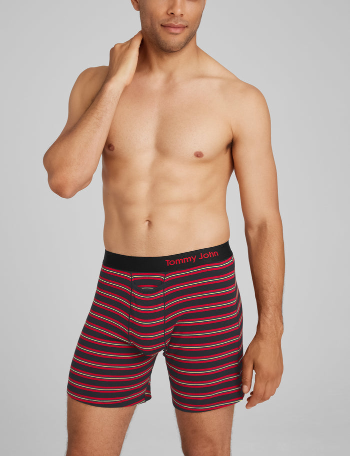 Cool Cotton Relaxed Fit Boxer 6"::Black Mirror Stripe