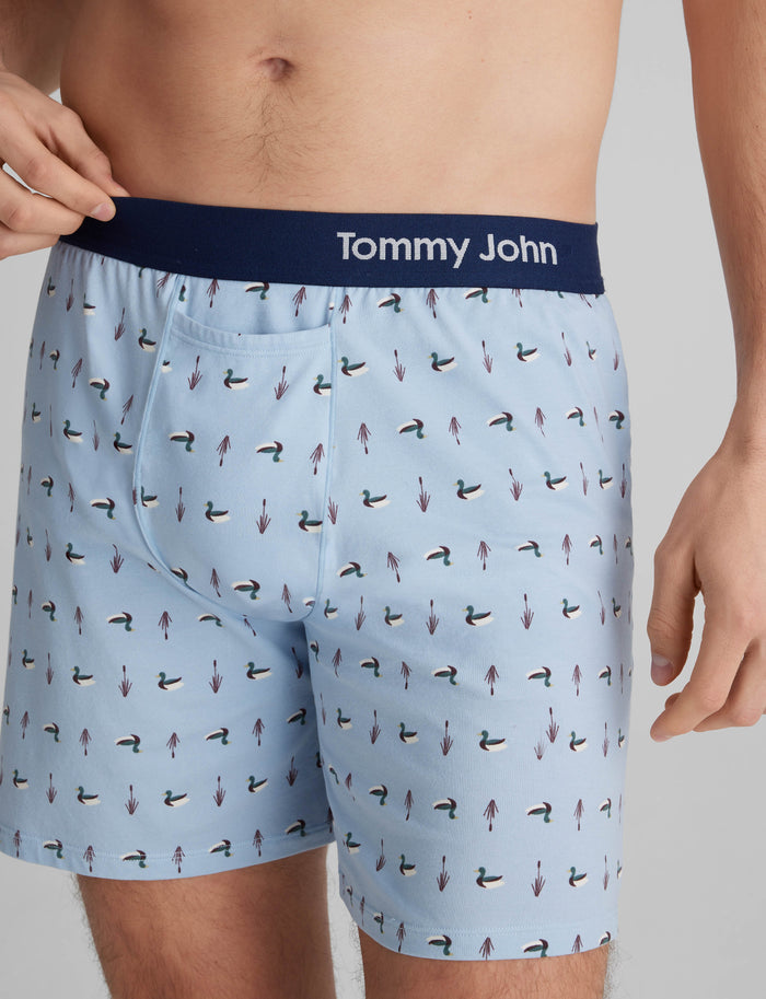Cool Cotton Relaxed Fit Boxer 6"::Cerulean Sitting Ducks