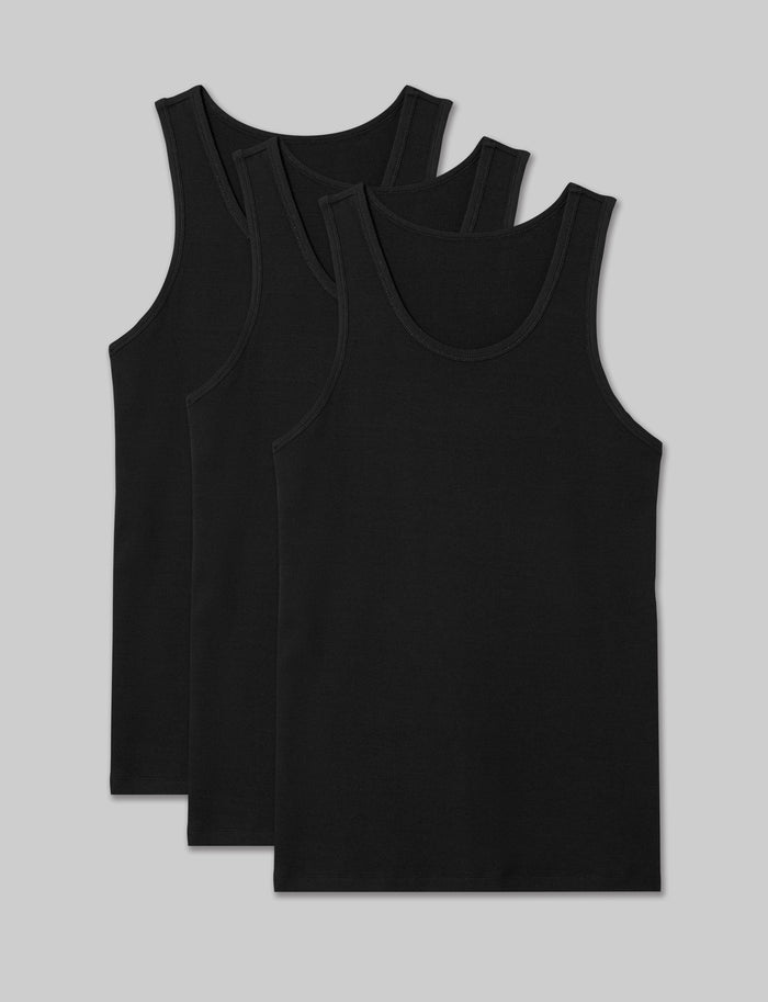 Cool Cotton Rib Tank (3-Pack)::Black