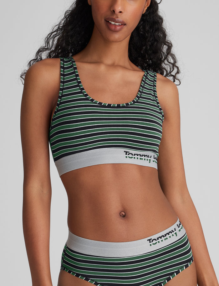 Cool Cotton Scoop Bralette (2-pack)::Dress Blues/Greener Pastures Master Stripe