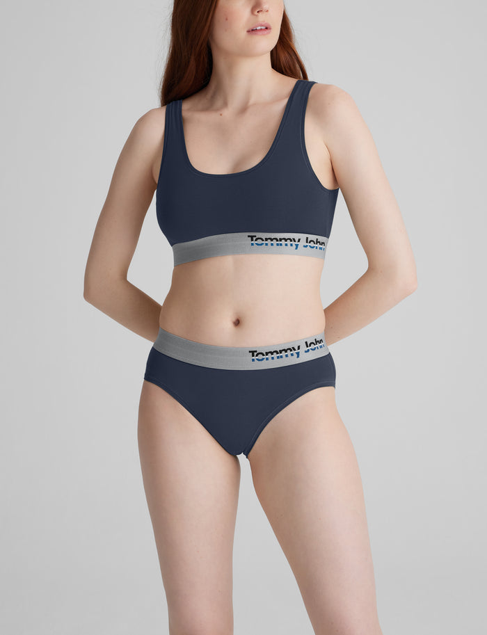 Cool Cotton Scoop Bralette (2-pack)::Dress Blues/Greener Pastures Master Stripe