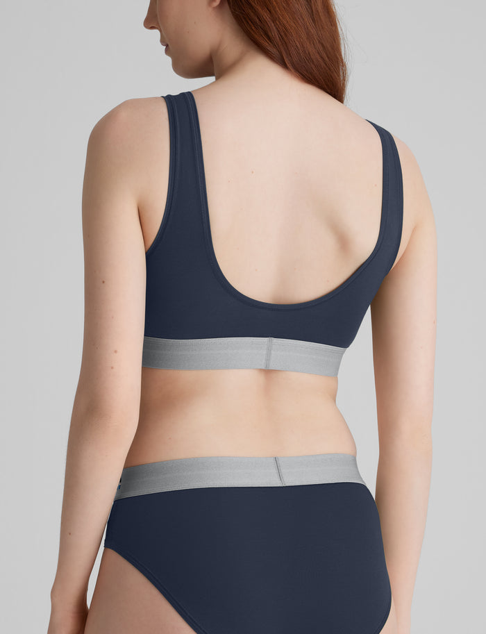 Cool Cotton Scoop Bralette (2-pack)::Dress Blues/Greener Pastures Master Stripe