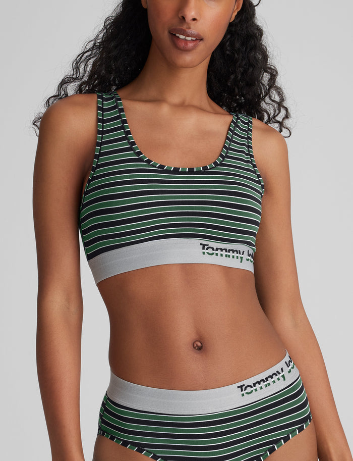 Cool Cotton Scoop Bralette::Greener Pastures Master Stripe