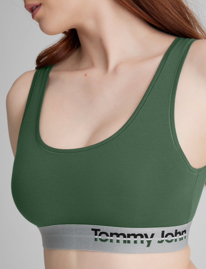 Cool Cotton Scoop Bralette::Greener Pastures