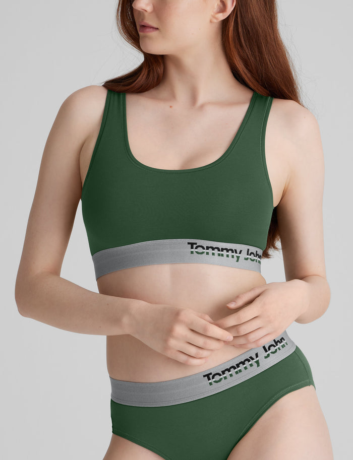 Cool Cotton Scoop Bralette::Greener Pastures
