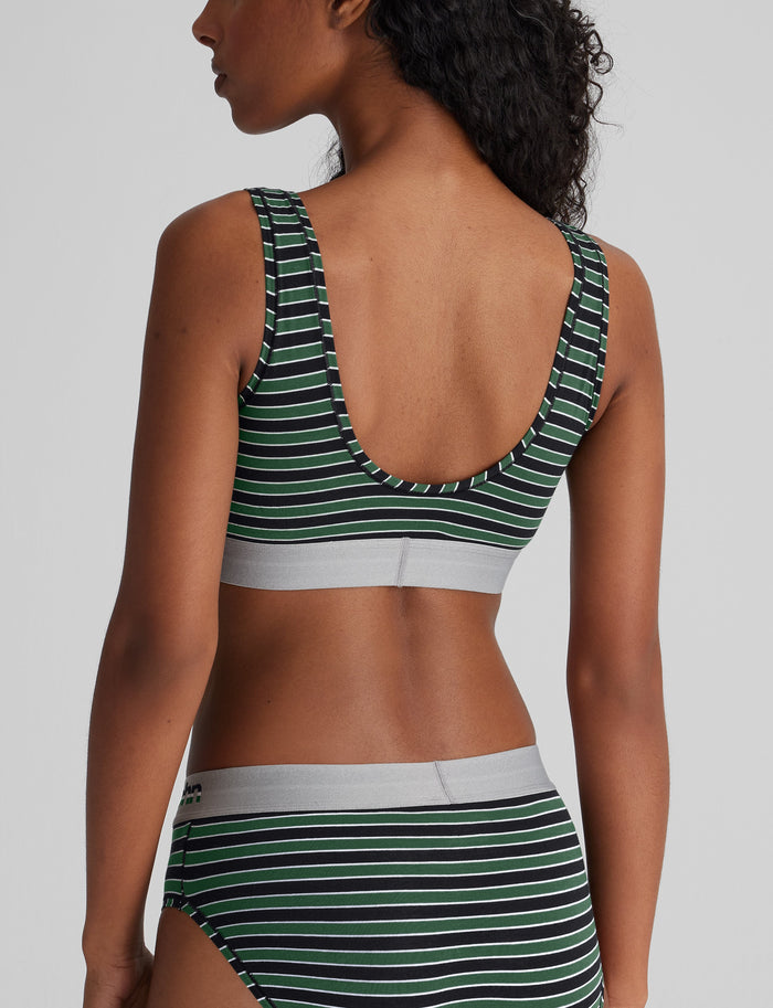 Cool Cotton Scoop Bralette::Greener Pastures Master Stripe