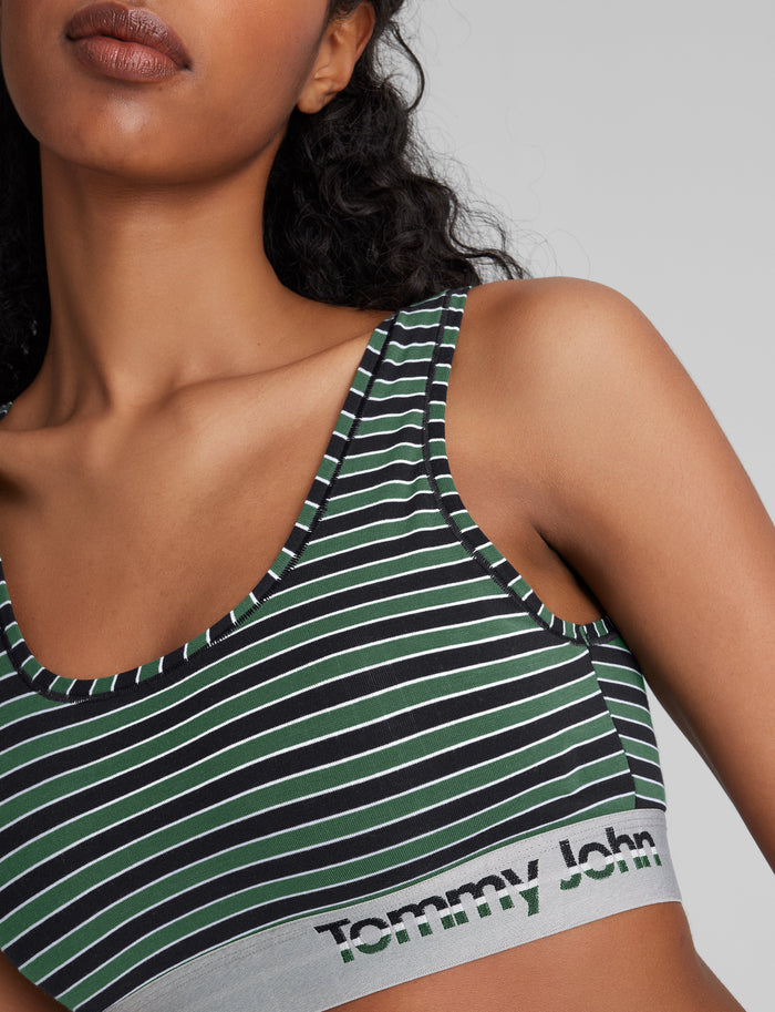 Cool Cotton Scoop Bralette::Greener Pastures Master Stripe