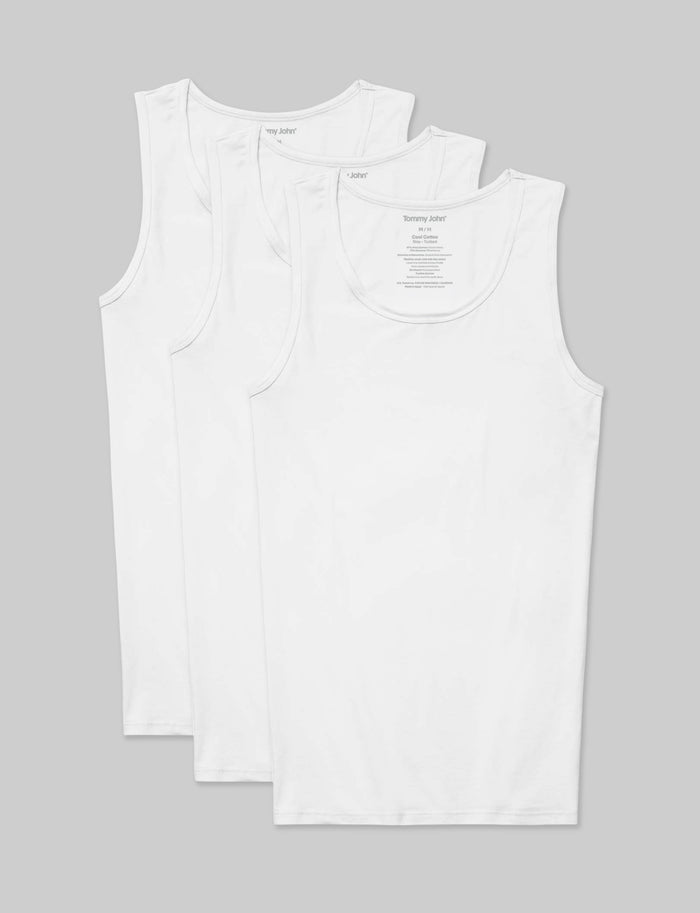 Cool Cotton Tank Stay-Tucked Undershirt (3-Pack)::White
