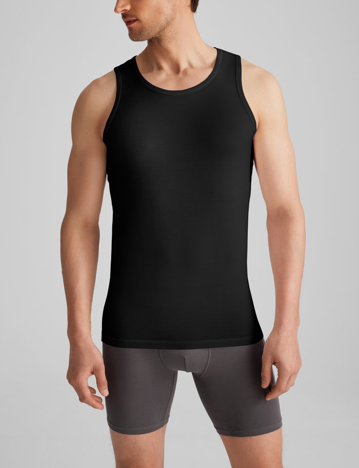 Cool Cotton Tank Stay-Tucked Undershirt (3-Pack)::Black
