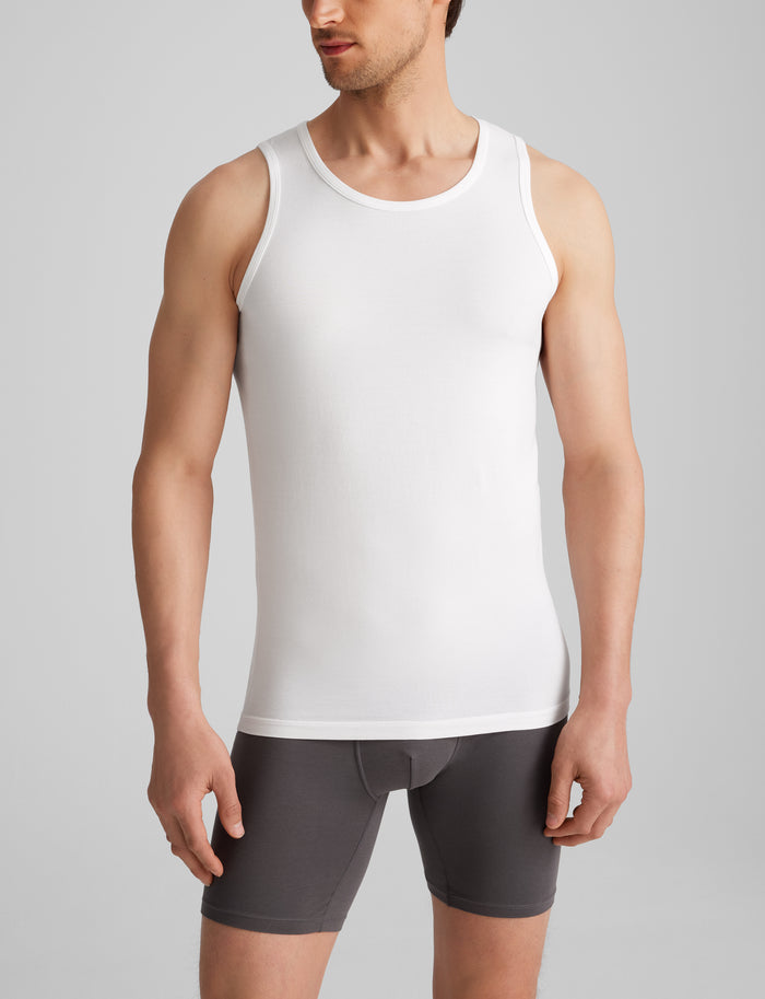 Cool Cotton Tank Stay-Tucked Undershirt (3-Pack)::White