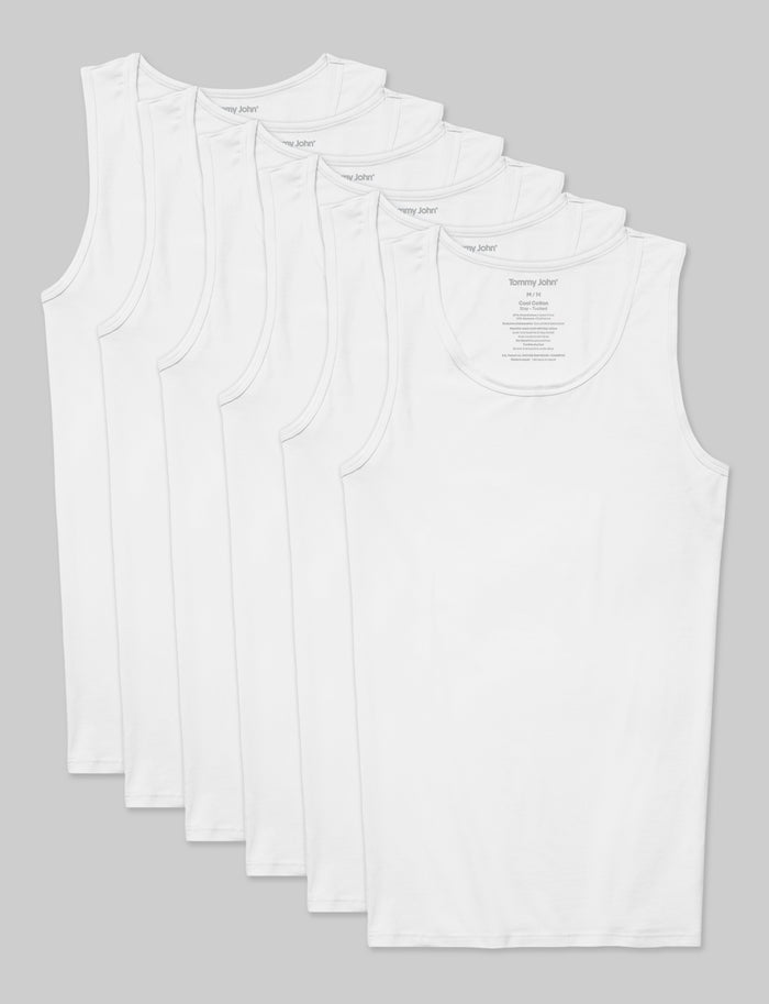 Cool Cotton Tank Stay-Tucked Undershirt (6-Pack)::White