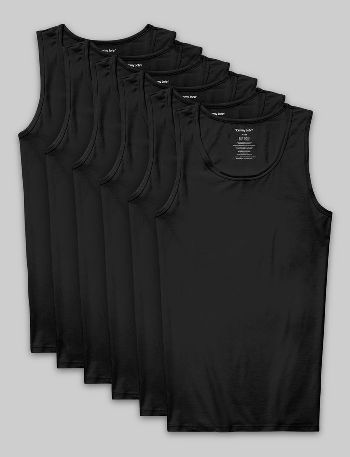 Cool Cotton Tank Stay-Tucked Undershirt (6-Pack)::Black