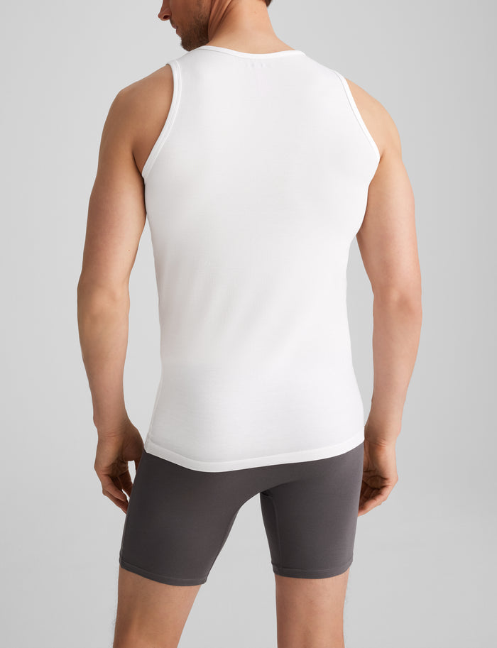 Cool Cotton Tank Stay-Tucked Undershirt::White