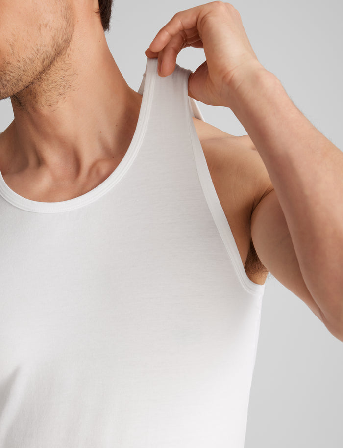 Cool Cotton Tank Stay-Tucked Undershirt::White