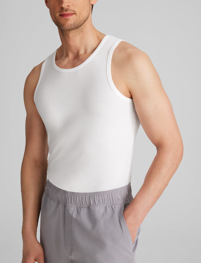 Cool Cotton Tank Stay-Tucked Undershirt::White