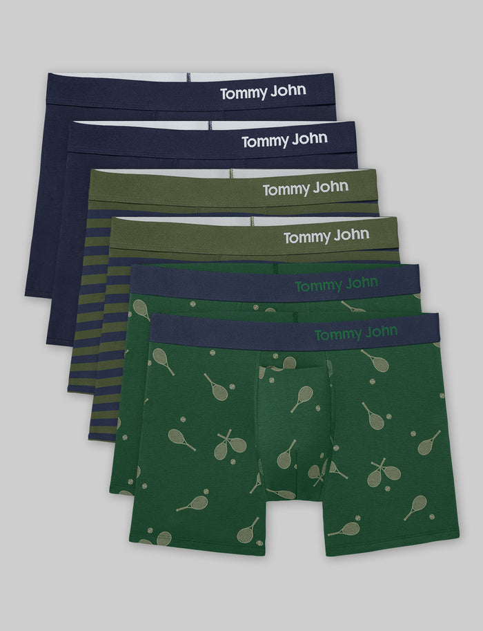 Cool Cotton Trunk 4" (6-Pack)::Navy/Eden Bold Stripe/Eden Crosscourt