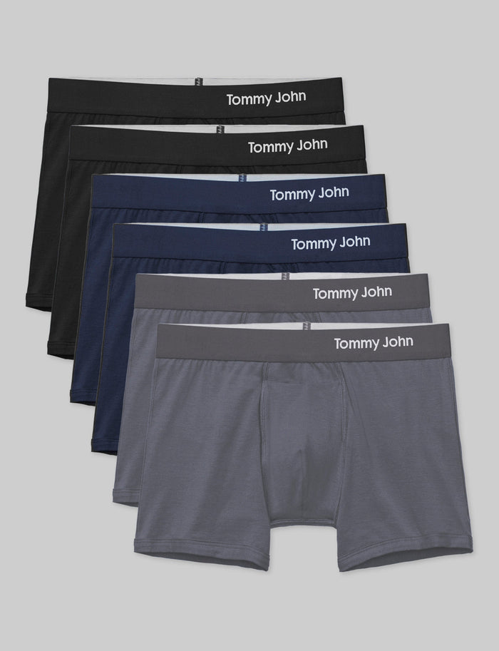 Cool Cotton Trunk 4" (6-Pack)::Navy/Iron Grey/Black