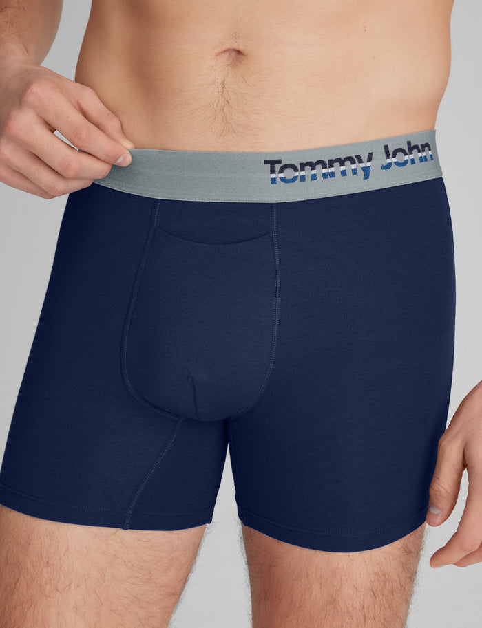 Cool Cotton Trunk 4"::Dress Blues/Stripe WB