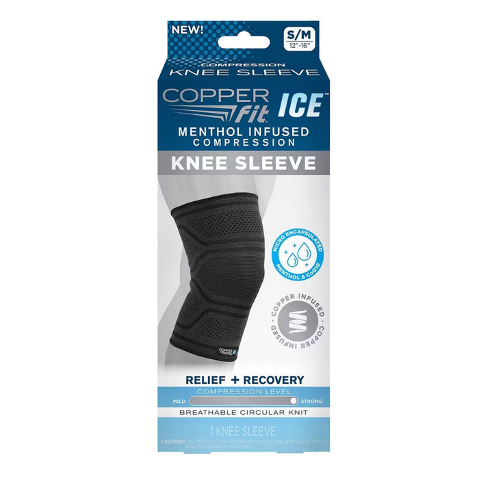 Copper Fit ICE Knee Compression Sleeve with Cooling Action Small/Medium - 12 Pack