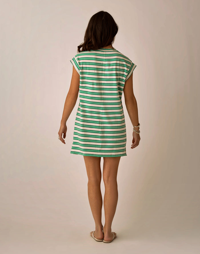 Cosmo Dress: Grass Navy Stripe