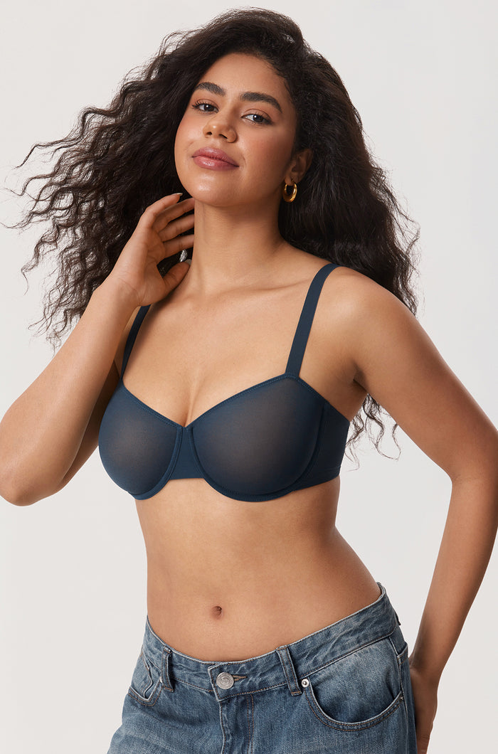 Women's Sheer Mesh Balconette Bra Sargasso