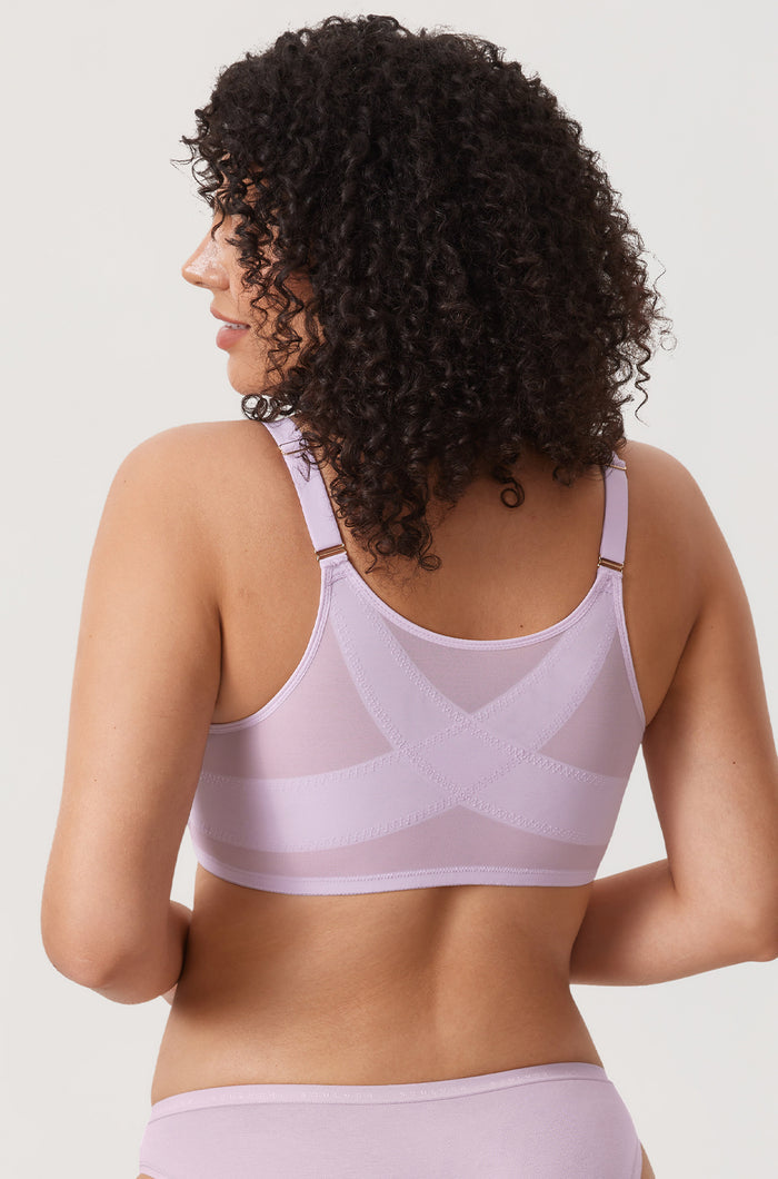 Women's Sheer Mesh Front Closure Posture Bra Orchid Hush