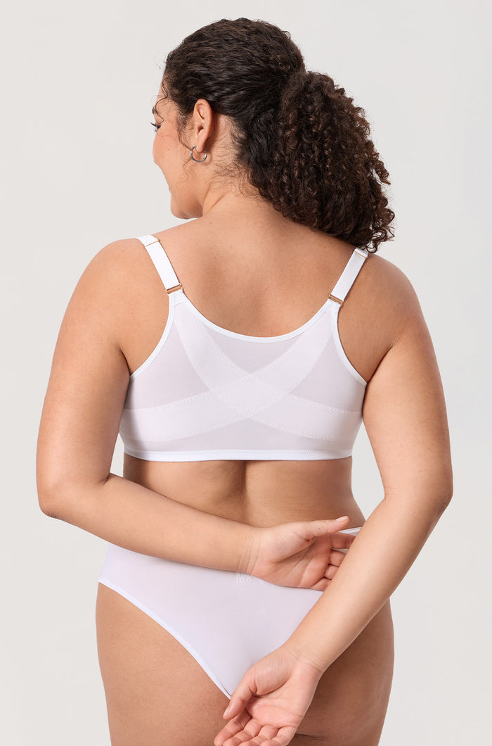 Women's Sheer Mesh Front Closure Posture Bra Snow White