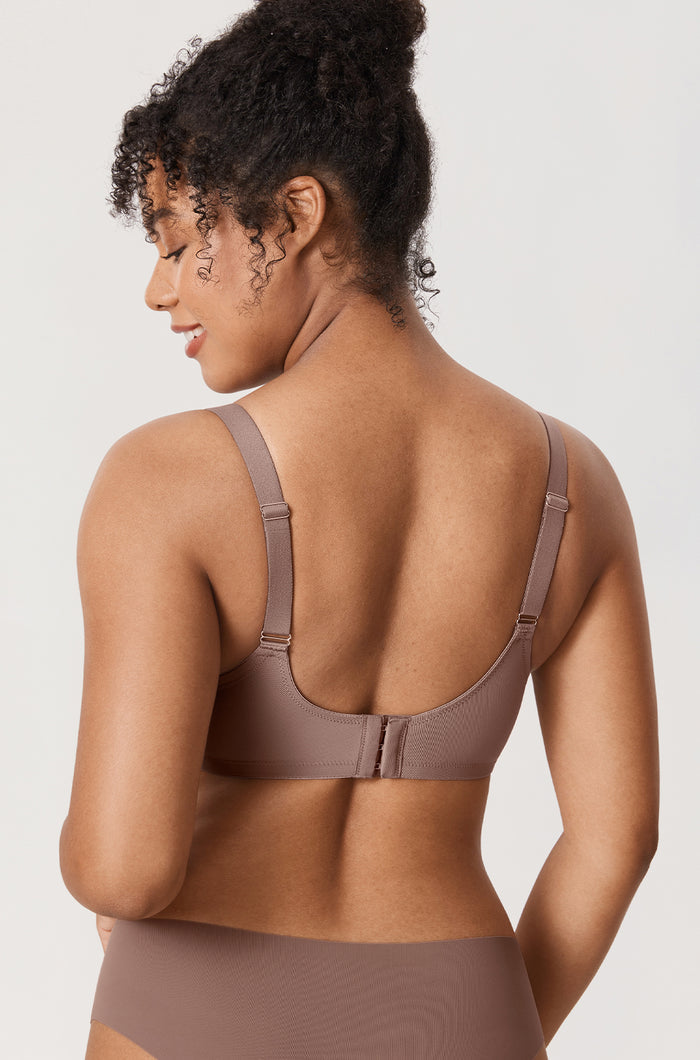 Women's Sheer Mesh Full Coverage Bra Brown Purple