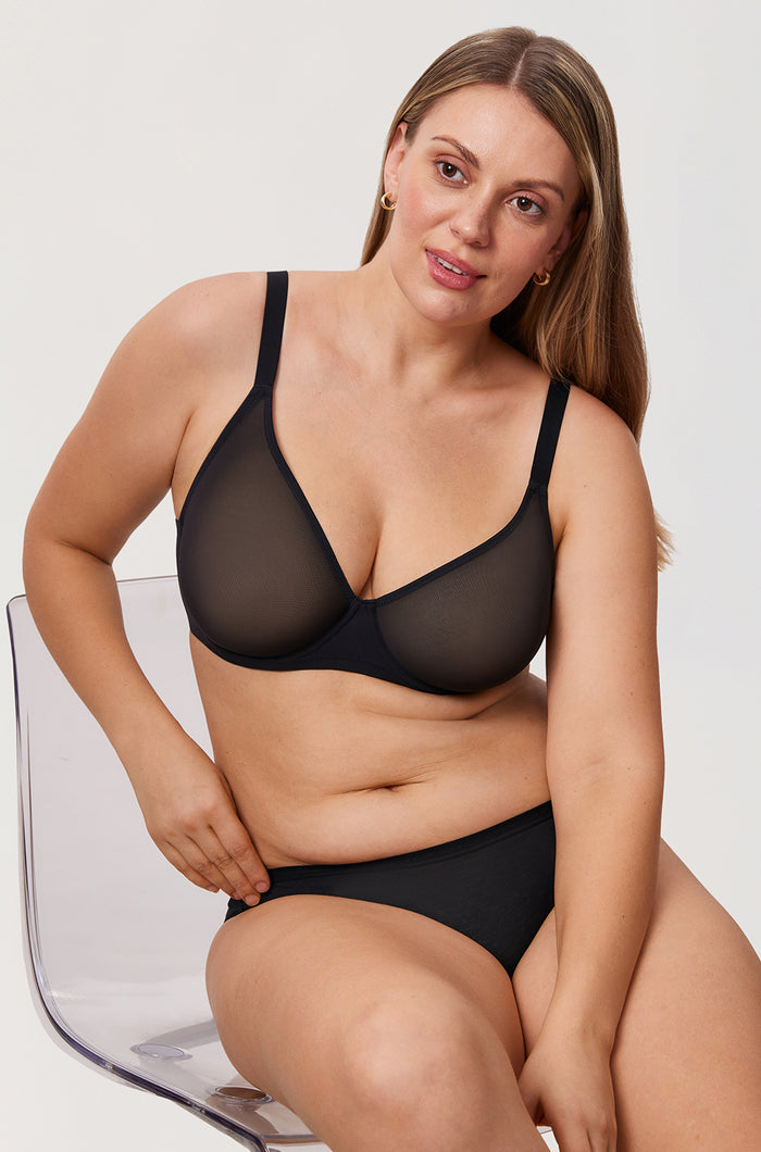 Women's Sheer Mesh Full Coverage Bra Black