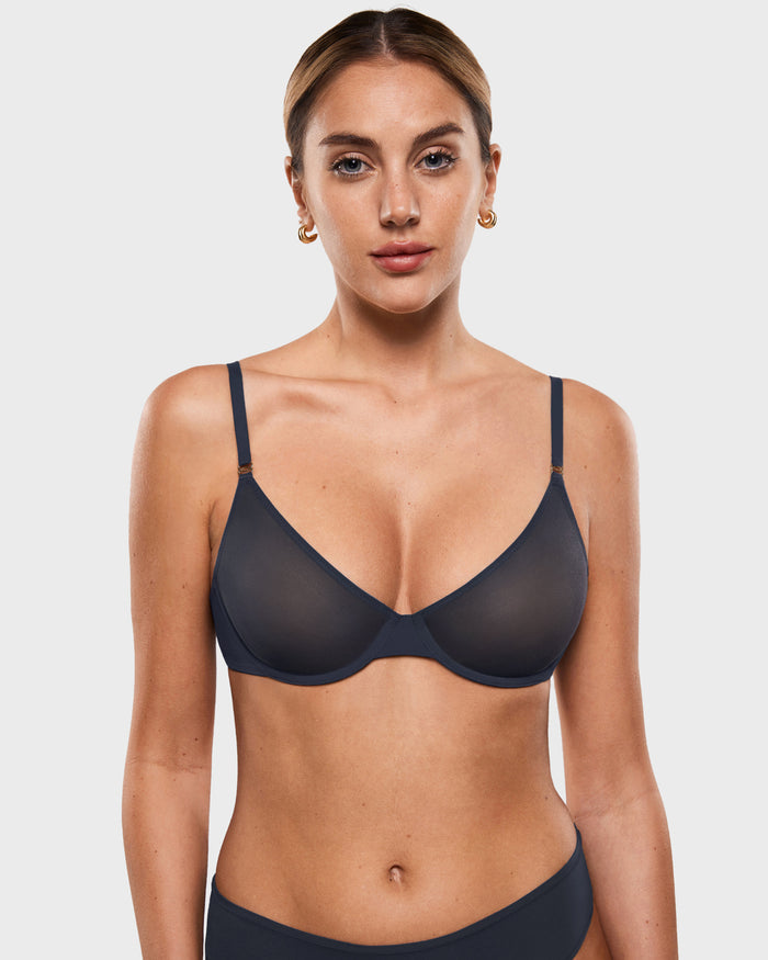 Women's Mesh Plunge Bra Twilight Blue
