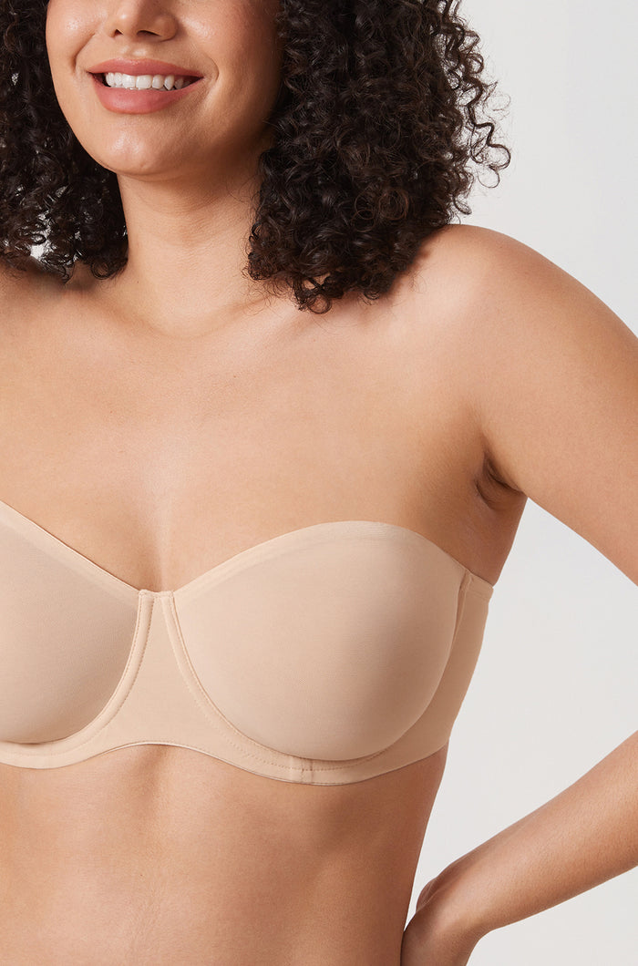 Women's Mesh Unlined Strapless Bra Beige