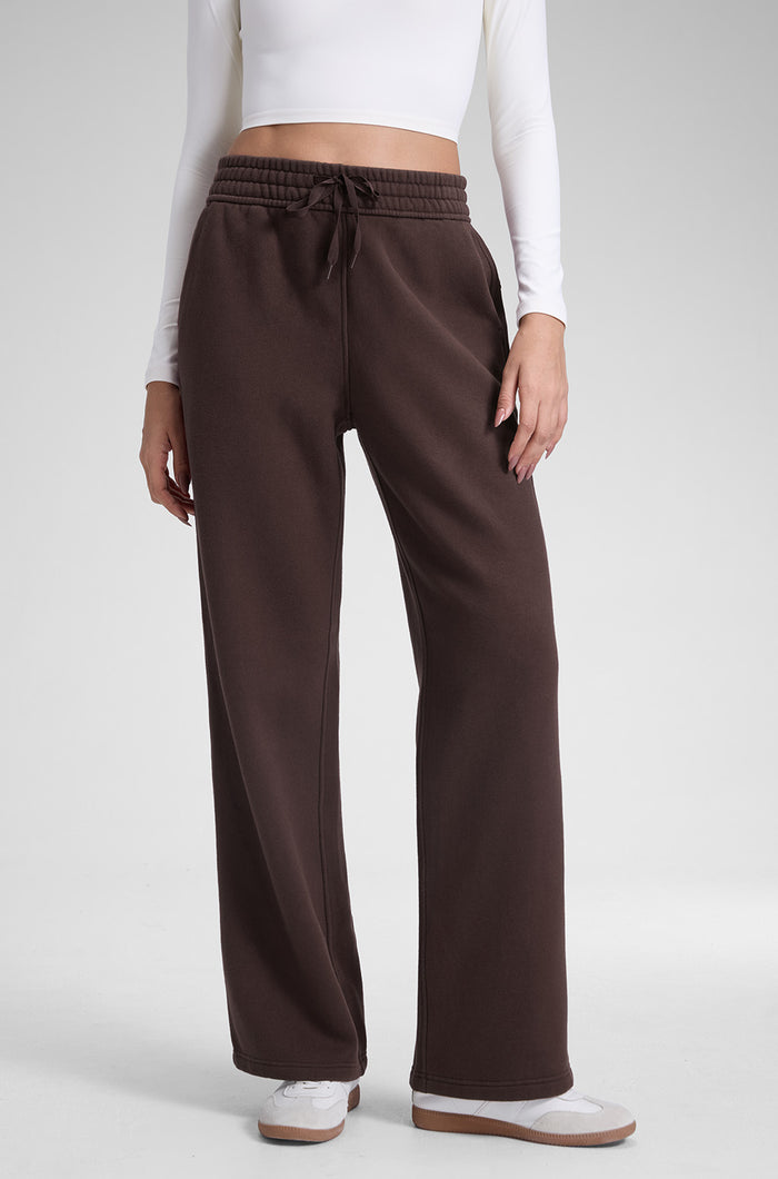 CRZ YOGA Women's Cotton Fleece Lined Sweatpants 30" Hot Fudge Brown