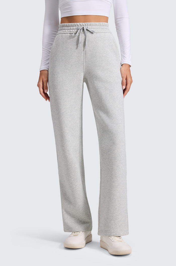 CRZ YOGA Women's Cotton Fleece Lined Sweatpants 30" Milky White
