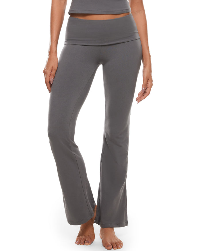 Cotton Fold Over Flared Leggings 30"