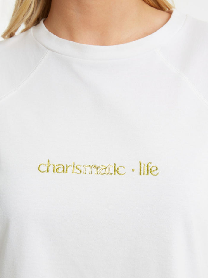 Cotton white t-shirt with raglan sleeves - Mat