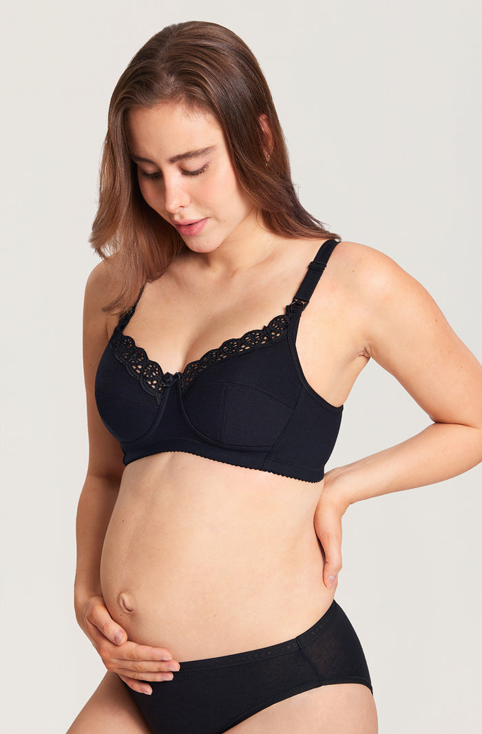 Gratlin Cotton Wireless Support Breastfeeding Bras Black