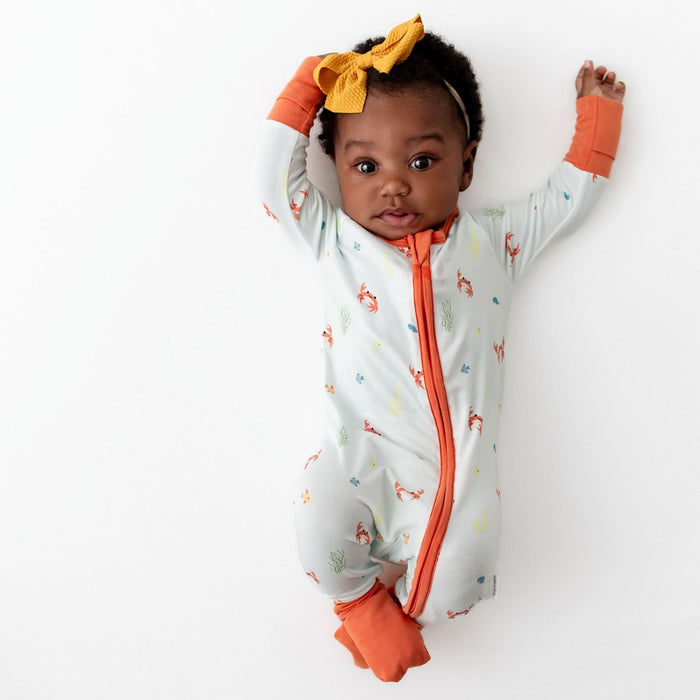 Baby in a crab convertible romper