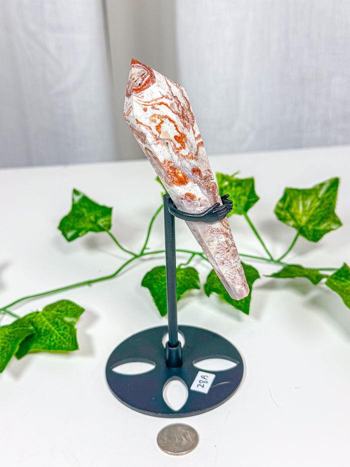 Crazy Lace Agate Wand on Stand (28A)