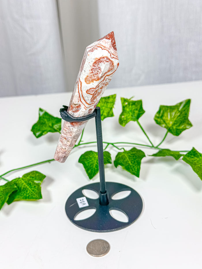 Crazy Lace Agate Wand on Stand (28A)