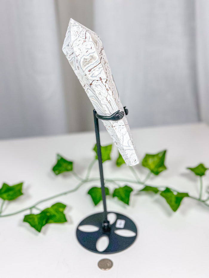 Crazy Lace Agate Wand on Stand (88A)
