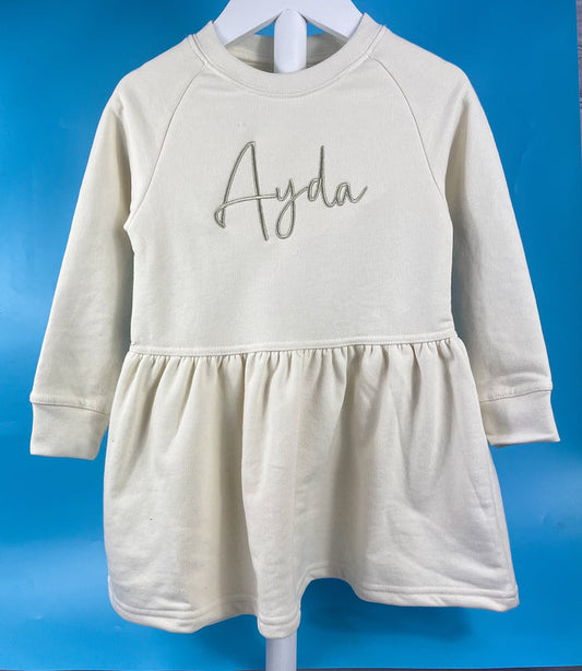 Cream Sweatshirt Dress