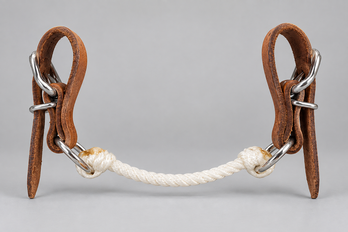 Curb Strap - CS49 - Rope with Harness Leather