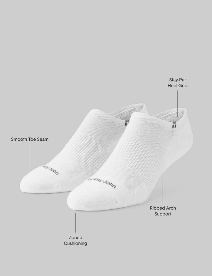 Cushioned No Show Sock (3-Pack)::White