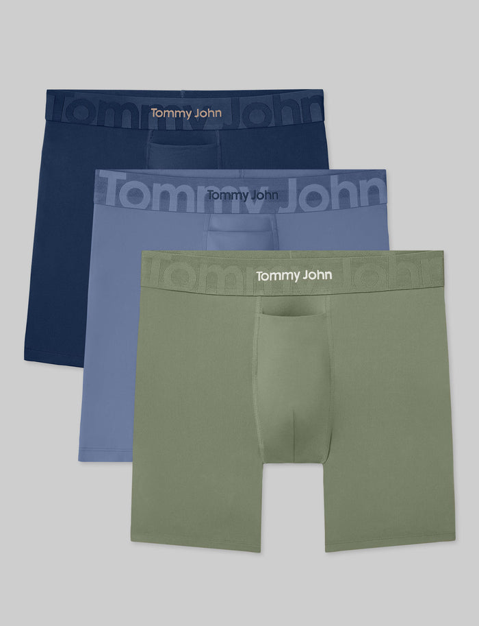 Customized Flex Mid-Length Boxer Brief 6" (3-Pack)::Dress Blues/Colony Blue/Oil Green
