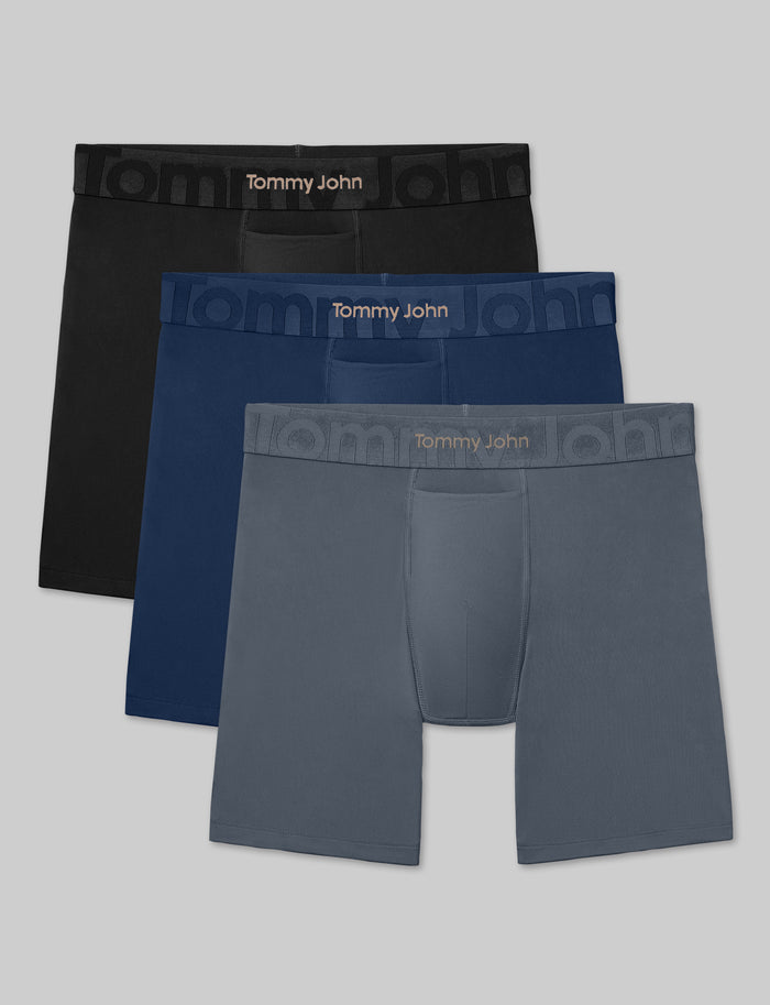 Customized Flex Mid-Length Boxer Brief 6" (3-Pack)::Black/Dress Blues/Turbulence