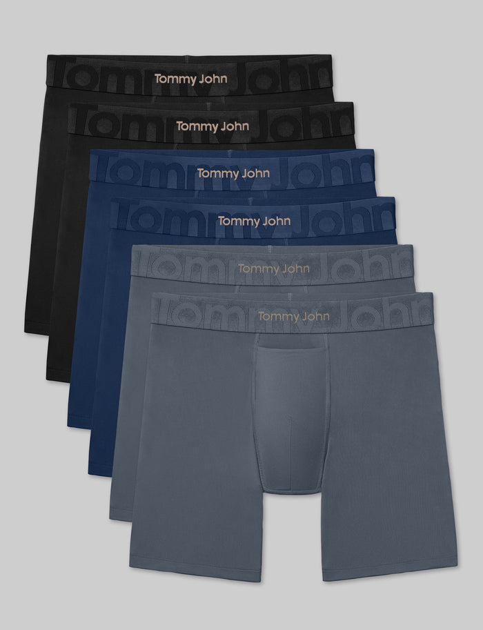 Customized Flex Mid-Length Boxer Brief 6" (6-Pack)::Black/Dress Blues/Turbulence