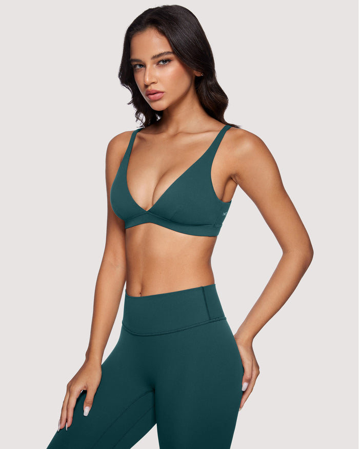 Deep V Neck Sports Bra