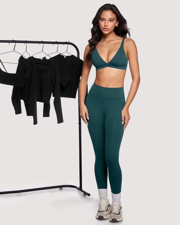Deep V Neck Sports Bra