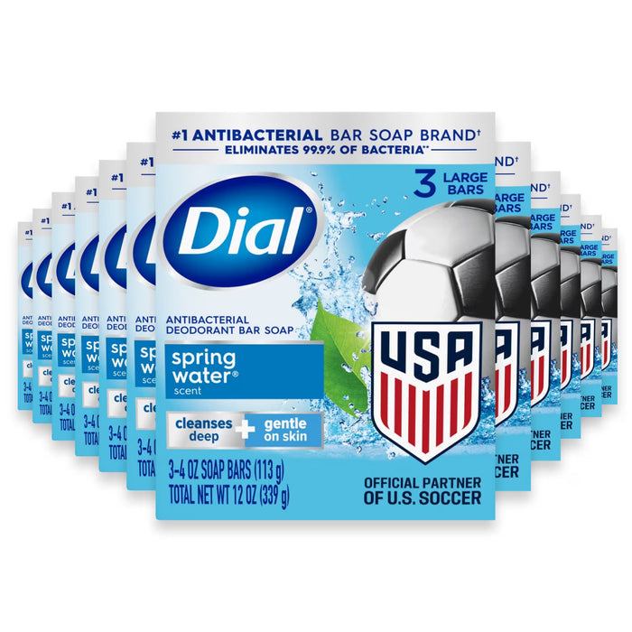 Dial Refresh & Renew Spring Water Antibacterial Deodorant Bar Soap 4 oz - 3 Ct - 12 Pack